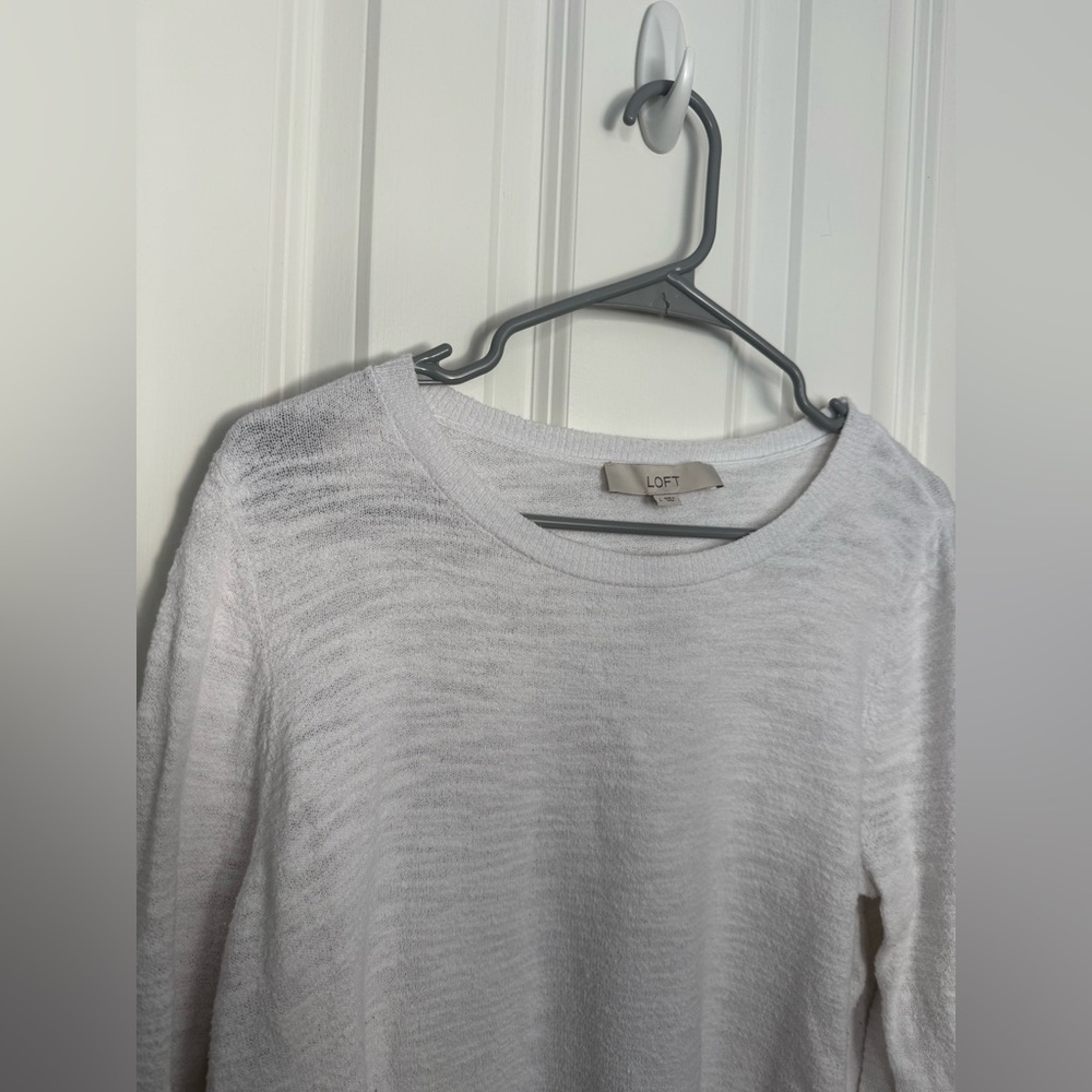 LOFT Women's Soft White Crew Neck Sweater